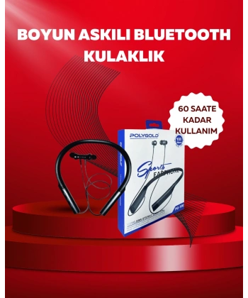 Polygold PG-100 Bluetooth 5.0 Boyun Bantlı Kulaklık – 50 Saat Konuşma Süresi, Type-C Şarj