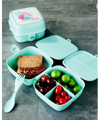 Porky Lol Desenli 4 Bölmeli Çatallı Beslenme Kabı - Diyet Kabı