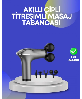Portatif Şarjlı Masaj Tabancası 4 Başlık Derin Doku Masaj Aleti