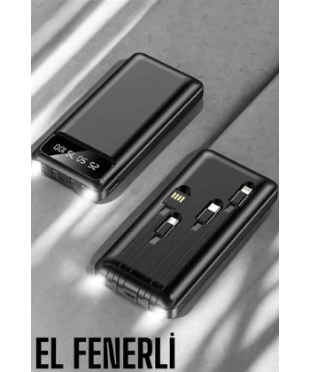 Powerbank 20.000 Mah Dijital Göstergeli LCD Ekran Uzun Pil Ömrü