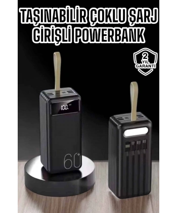 Powerbank 60.000 MAH 4 Portlu Uzun Şarj Süreli Dijital Göstergeli