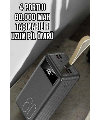 Powerbank 60.000 MAH Dijital Göstergeli 4 Portlu Taşınabilir