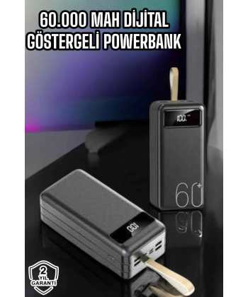 Powerbank 60.000 Mah Hızlı Şarj 4 Çıkışlı Uzun Şarj Süreli Dijital Göstergeli