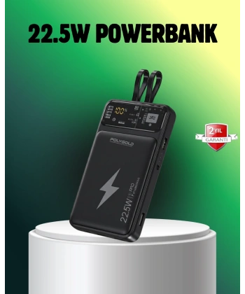 Powerbank Dahili Ekranlı 10000 mAh Çift Kablolu
