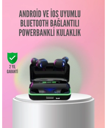 Powerbank Özellikli Bluetooth 5.1 Kulaklık Oyun ve Müzik İçin