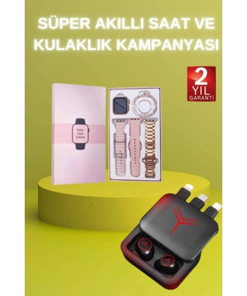 Powerbank Özellikli Bluetooth Kulaklık ve Nabız Ölçer Akıllı Saat Bileklik Hediyeli