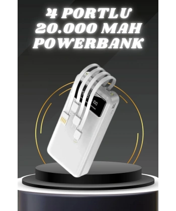 Powerbank Şarj Cihazı 4 Çıkışlı 20.000 MAH Powerbank Kompakt Yüksek Kapasiteli Hızlı Şarj
