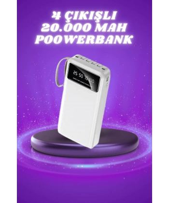 Powerbank Şarj Cihazı 4 Çıkışlı 20.000 MAH Powerbank Taşınabilir Çoklu Giriş