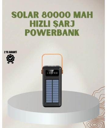 Powerbank Solar Fenerli Çoklu Kablolu Taşınabilir Şarj Aleti