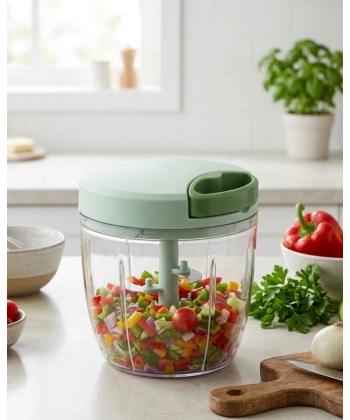 Pratik İpli Mutfak Doğrayıcısı Sebze Soğan Sarımsak Doğrayıcı