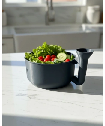 Pratik Sebze Yıkayıcı Süzgeçli Hazneli Ergonomik Saplı Mutfak Yardımcısı