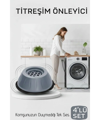 Premium 4'lü Titreşim Önleyici Kauçuk Ayak Seti - Ultra Sessiz ve Sarsıntısız Yıkama Teknolojisi