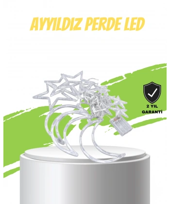 Prizli Perde LED Işık Yıldız ve Ay Figürlü Romantik Aydınlatma