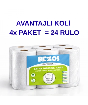 Professional Fotoselli Havlu 24 Rulo – 2 Katlı %100 Selüloz 21 cm Endüstriyel Kağıt Havlu 4X6 Rulo