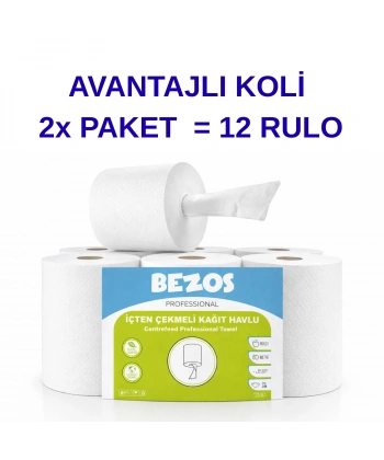 Professional İçten Çekmeli Kağıt Havlu 2 Koli | 12 Rulo | Endüstriyel Kullanım