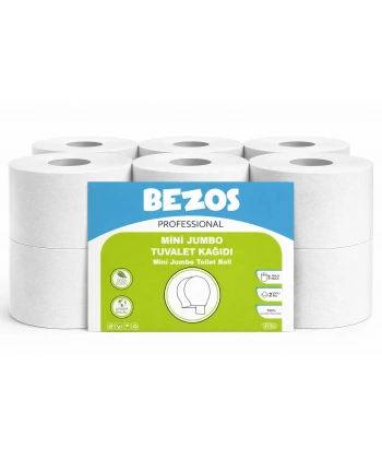 Professional Mini Jumbo Tuvalet Kağıdı 12 Rulo | 2 Katlı | %100 Selüloz | Endüstriyel & Ev Tipi Kullanım