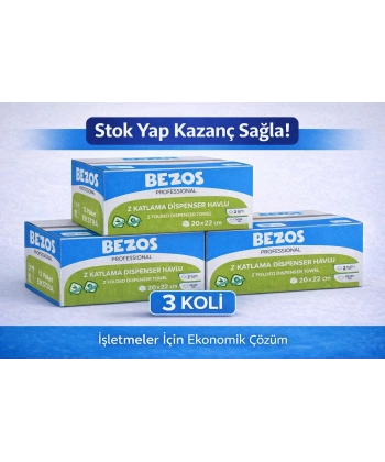 Professional Z Katlamalı Dispenser Havlu 2 Katlı %100 Selüloz 20x22 cm 3 Koli (36 Paket)
