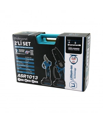PROFESYONEL 2 PCS SET 6 İNÇ - 8 İNÇ BUDAMA DAL KESME TESTERE ŞARJLI ZİNCİRLİ KÖMÜRLÜ 18V-1500MAH