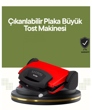 Profesyonel 2000W Tost Makinesi – Ayarlanabilir Termostat ve Çıkarılabilir Plaka