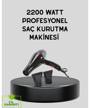Profesyonel 2200W Fön Makinesi – AC Motorlu, Hızlı Kurutma, Hafif Tasarım
