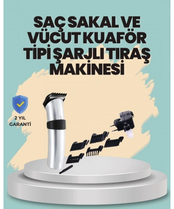 Profesyonel Erkek Tıraş Makinesi – Kablosuz, Paslanmaz Bıçaklı ve Tam Aksesuar