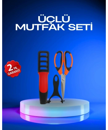Profesyonel Mutfak Makas Seti –  Kesim Makası + Soyacak + Bileyici