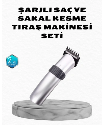 Profesyonel Şarjlı Saç ve Sakal Kesme Makinesi – Paslanmaz Çelik Bıçaklı, Ergonomik ve Sessiz Motorlu