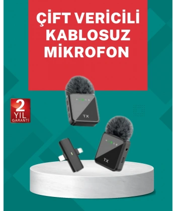 Profesyonel Ses Kayıtları İçin 2’li Kablosuz Yaka Mikrofon Seti