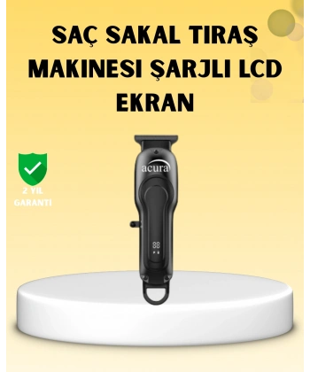 Profesyonel Tıraş Makinesi LCD Ekranlı Turbo Mod ve Güçlü Motor