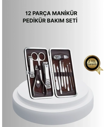 Profesyonel Tırnak Bakım Seti Çelik Aletli Şık Deri Çantalı