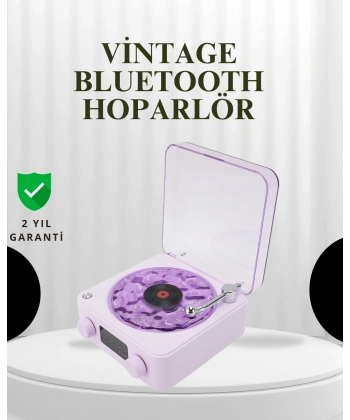 Projektörlü Gece Lambalı Retro Hoparlör – Taşınabilir Bluetooth Speaker