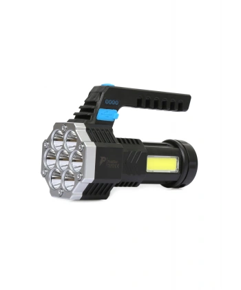 PS-3879 USB Şarj Göstergeli Şarj Edilebilir 7*XPE +COB Led El Feneri