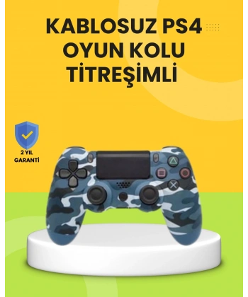 PS4 Uyumlu Kablosuz Oyun Kolu Ergonomik Çift Titreşimli