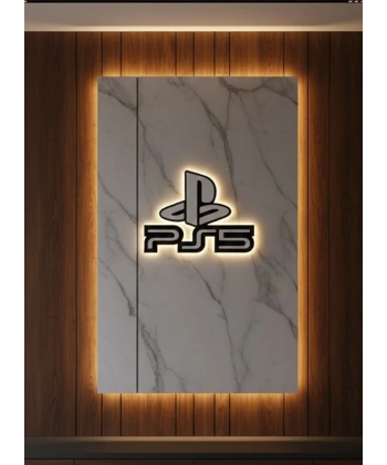 PS5 Logo Dekoratif Duvar Süsü Oyun Odası ve Salon Uyumu