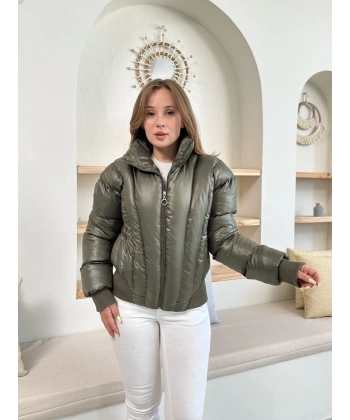 Puffer kısa mont haki st25534