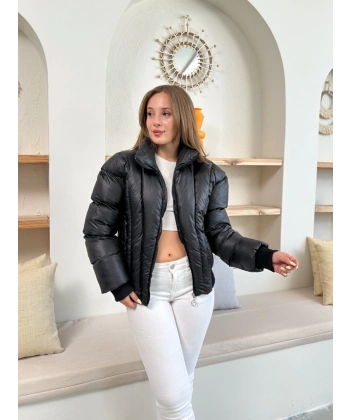 Puffer kısa mont siyah st25534