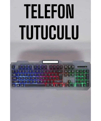 Q Klavye RGB Işıklı Klavye Ve Mouse Seti Kablolu Mouse Hediyeliş