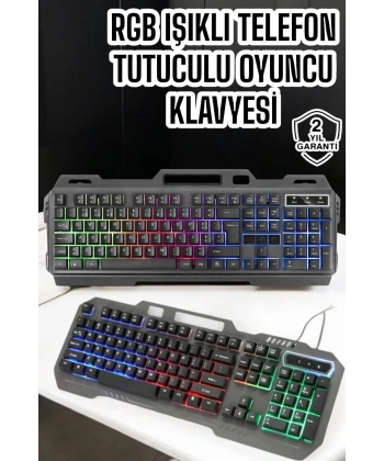 Q Klavye RGB Işıklı Klavye Ve Mouse Seti Kablolu Mouse Hediyeliş
