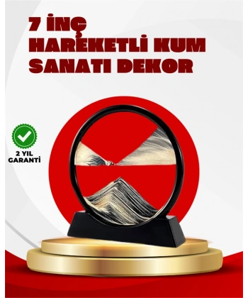 Rahatlatıcı Kum Sanatı – Yuvarlak Cam Çerçeveli Hareketli Kum Resmi, Ofis ve Ev İçin Etkileşimli Masaüstü Süs