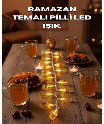 Ramazan Işıkları Pilli Altın Fener Tasarımlı Dekoratif LED Aydınlatma