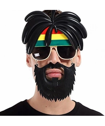 Rasta Peruklu Rasta Sakallı Bob Marley Bıyıklı Parti Gözlüğü 27x18 cm