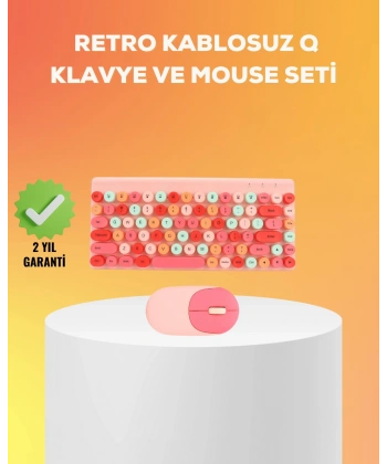 Renkli Retro Tuş Takımlı Klavye – 3 Cihaz Bağlantısı, Medya Kısayol Tuşları