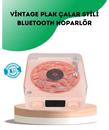 Retro Bluetooth Hoparlör – Kristal Ses, Gece Lambası, Saatli Tasarım
