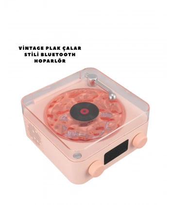 Retro Bluetooth Hoparlör PEMBE