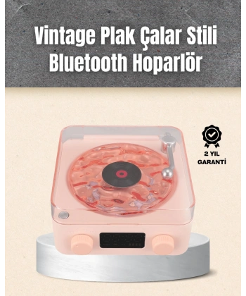 Retro Bluetooth Hoparlör – Yumuşak Gece Lambası ve Saat Göstergeli