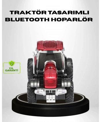 Retro Traktör Tasarımlı Kablosuz Hoparlör USB TF AUX FM Destekli