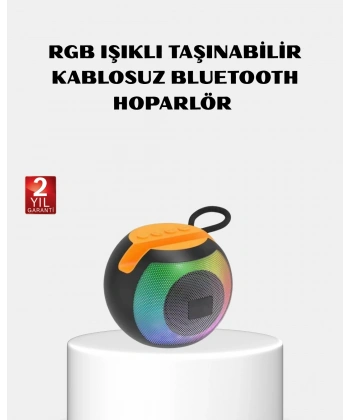 RGB Işıklı Bluetooth Hoparlör – 360° Stereo Ses ve 8 Saat Çalma Süresi