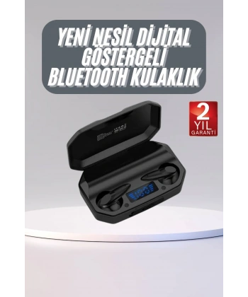 Rgb Işıklı Çift Mikrofonlu Siyah Profesyonel  Kulaklığı Kablosuz Kulakiçi