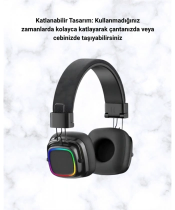 RGB Işıklı Katlanabilir Bluetooth 5.3 Kulak Üstü Kulaklık