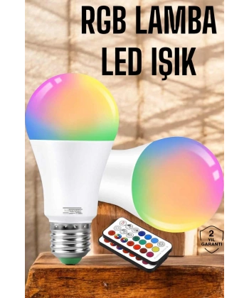 RGB Led Lamba Led Işık Ampul Renk Değiştirebilen 100 Watt